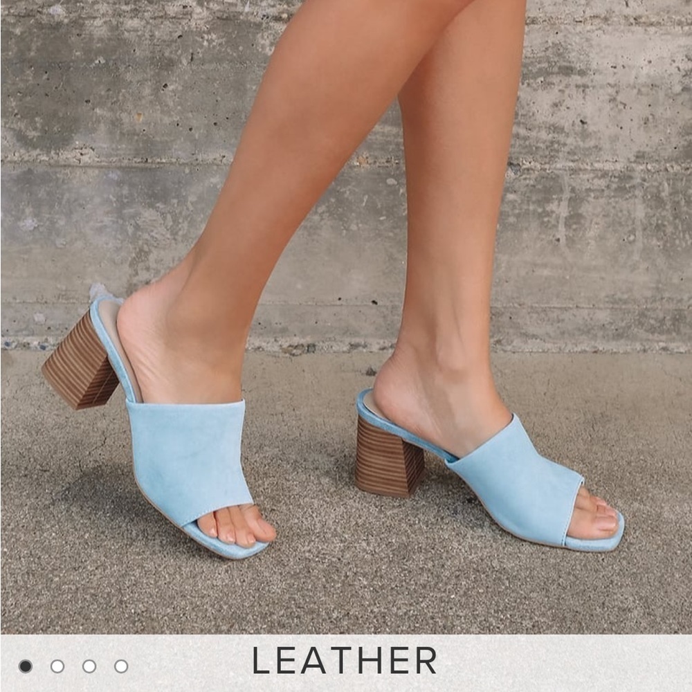 Anthropologie NWT Adapt Light Blue Suede Leather High Heel Sandals size 7.